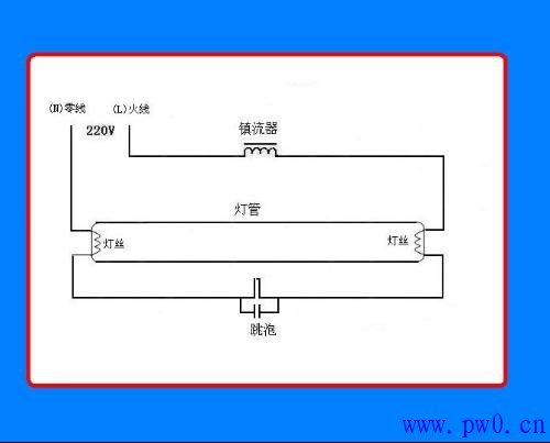 老式灯管镇流器接线图图片